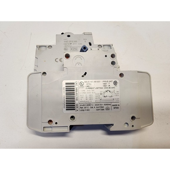 Lot 2 Allen-Bradley 1489-A 10A & 1492-sp 10A Circuit Breakers, 277 Vac - Picture 5 of 6